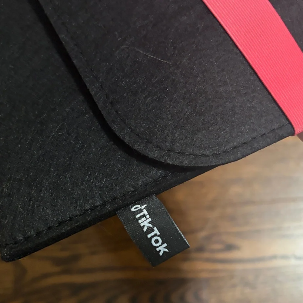 Black Laptop Sleeve with Red and White Stripe